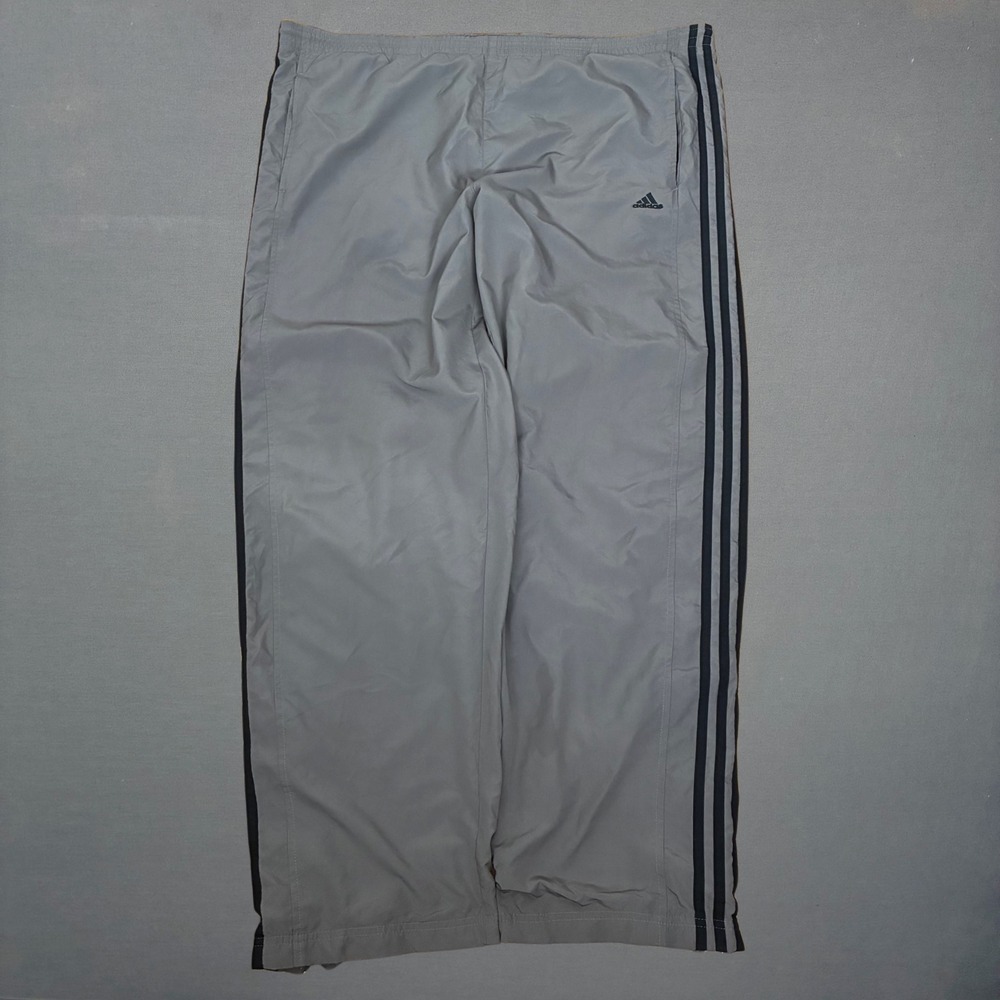 VTG Y2K Adidas Gray 3 Stripe Track Pants Men's Size XL 42x30 Baggy Wide Leg